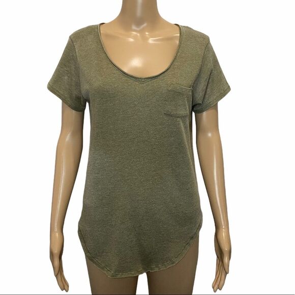 We The Free Olive Burn Out Ombre Back Tee Size XS - Picture 1 of 7